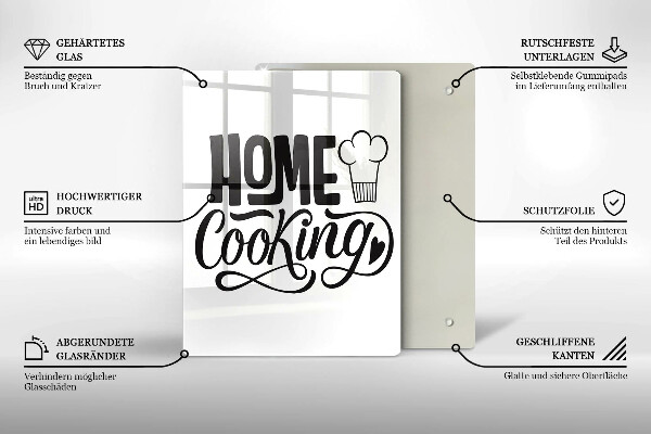 Chopping board glass Home Cooking inscription