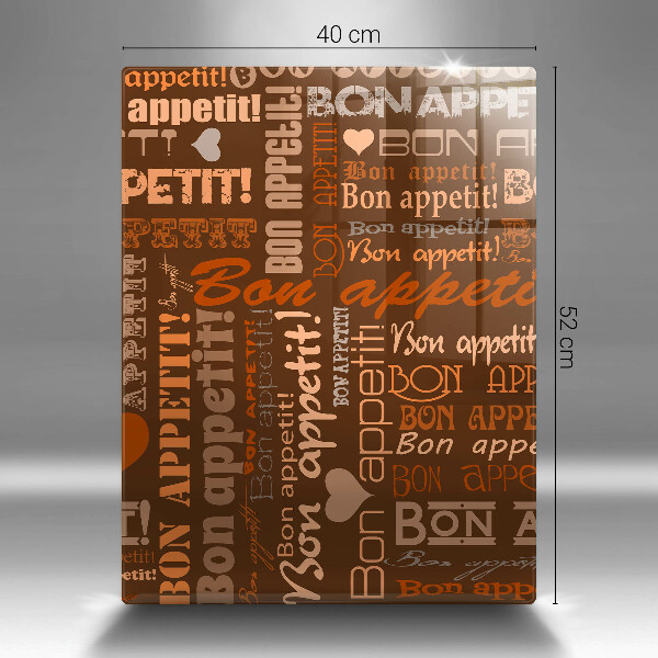 Chopping board glass Text Bon Appetit