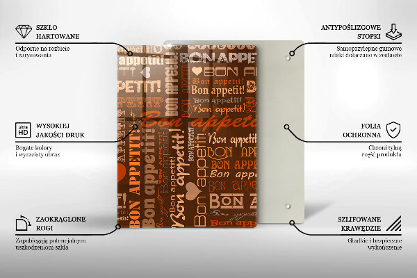 Chopping board glass Text Bon Appetit