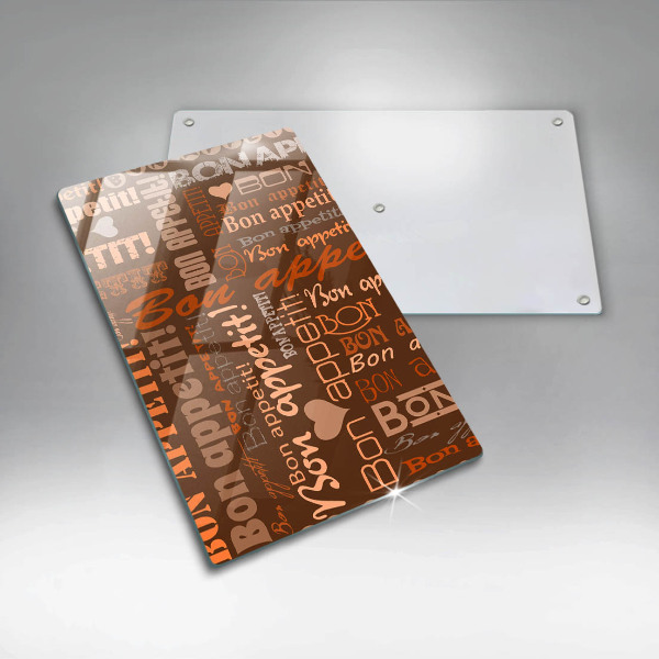 Chopping board glass Text Bon Appetit