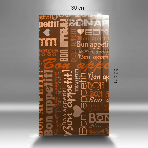 Chopping board glass Text Bon Appetit