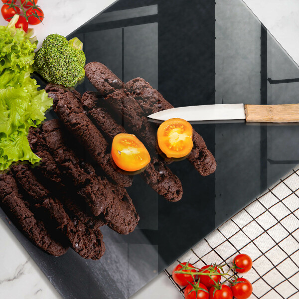 Chopping board glass Chocolate cookies