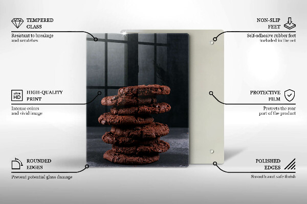 Chopping board glass Chocolate cookies
