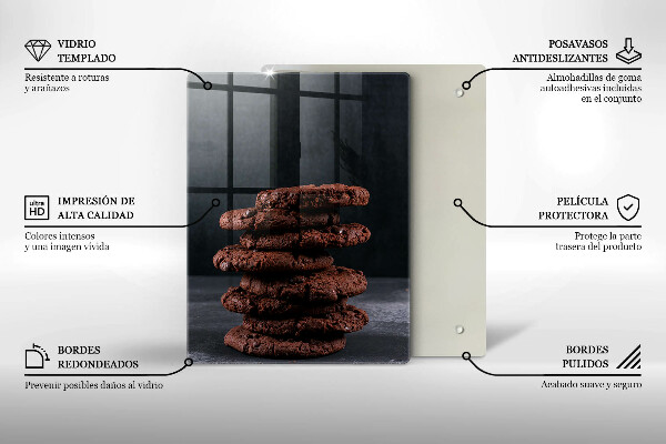 Chopping board glass Chocolate cookies