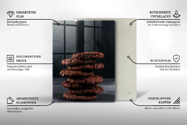 Chopping board glass Chocolate cookies