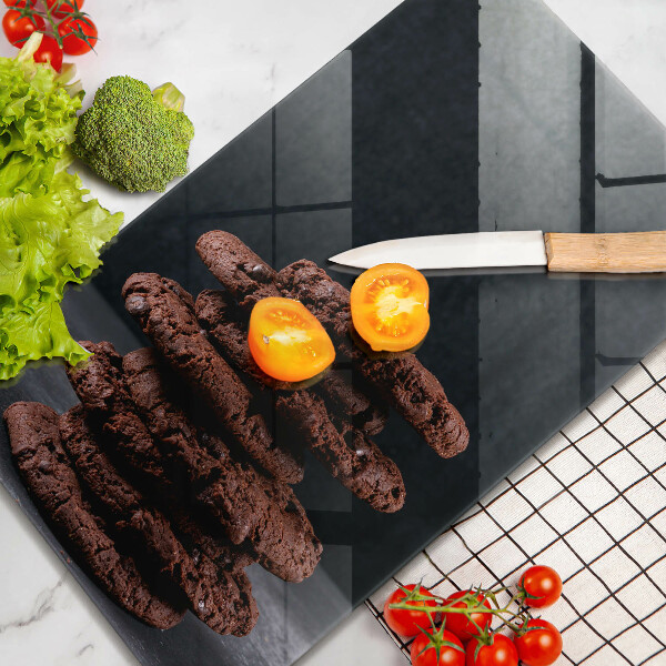 Chopping board glass Chocolate cookies
