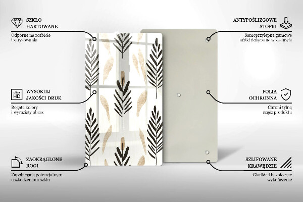 Chopping board glass Boho plants