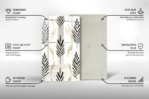 Chopping board glass Boho plants