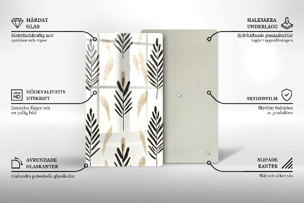 Chopping board glass Boho plants