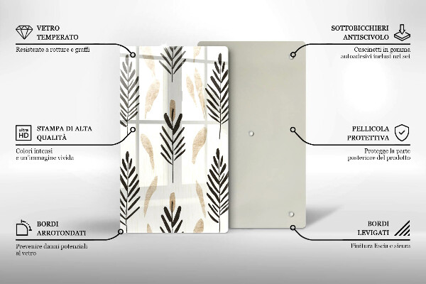 Chopping board glass Boho plants