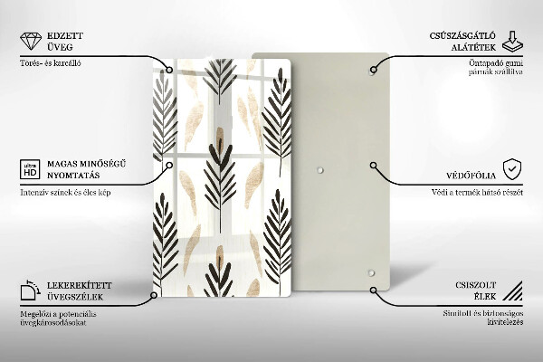 Chopping board glass Boho plants