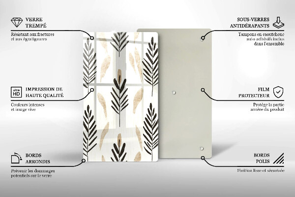 Chopping board glass Boho plants