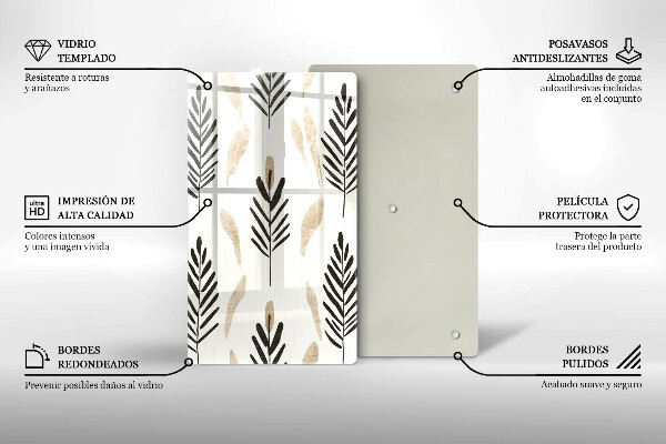 Chopping board glass Boho plants