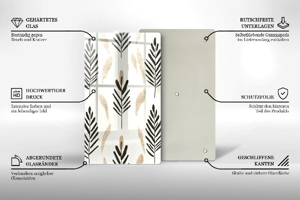 Chopping board glass Boho plants