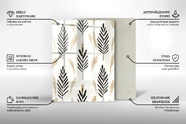 Chopping board glass Boho plants