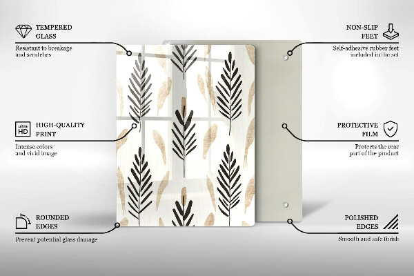 Chopping board glass Boho plants