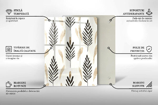 Chopping board glass Boho plants