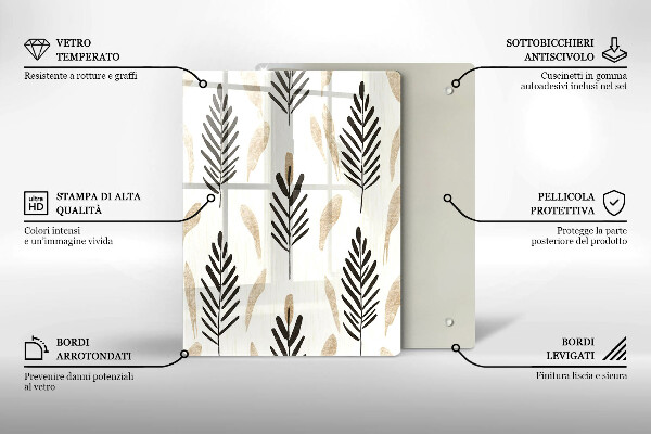 Chopping board glass Boho plants