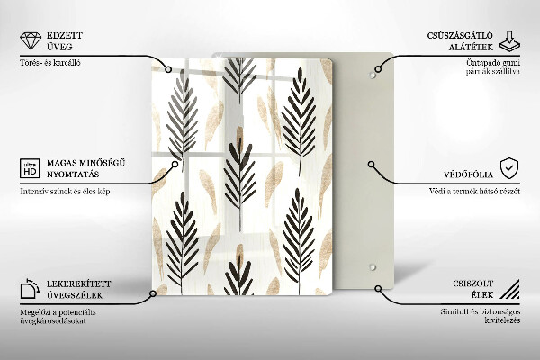 Chopping board glass Boho plants