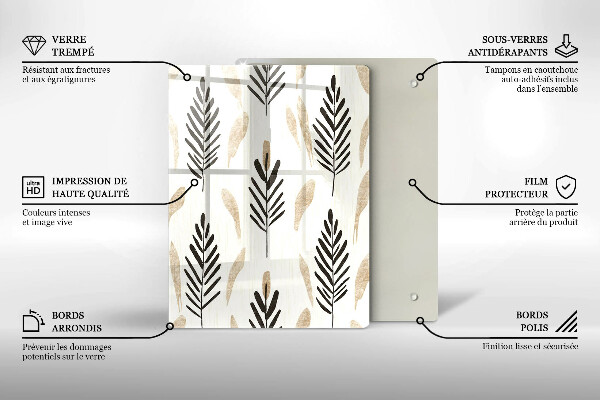 Chopping board glass Boho plants