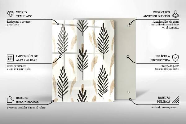 Chopping board glass Boho plants