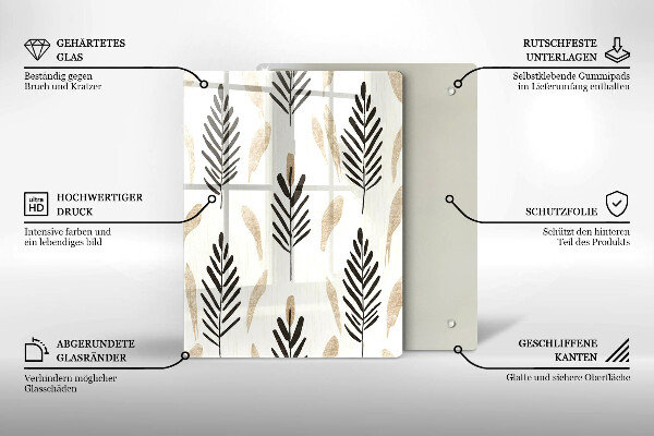 Chopping board glass Boho plants