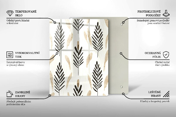 Chopping board glass Boho plants