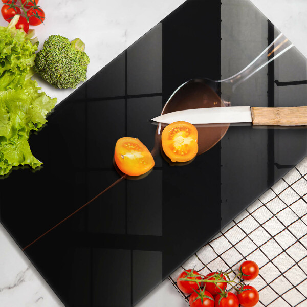 Chopping board glass Spoon of chocolate