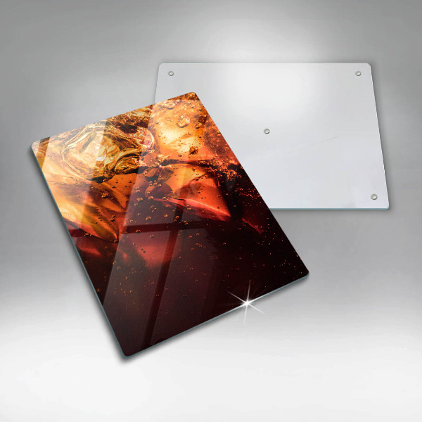 Chopping board glass Cola drink with ice