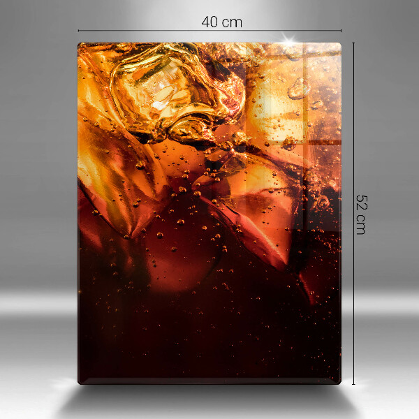 Chopping board glass Cola drink with ice