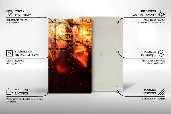 Chopping board glass Cola drink with ice