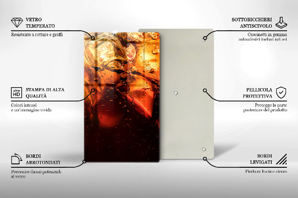 Chopping board glass Cola drink with ice