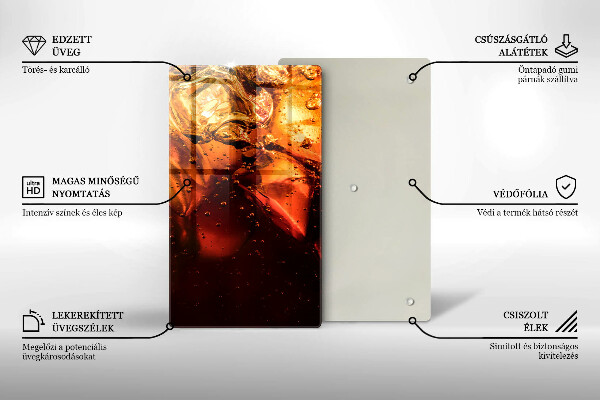 Chopping board glass Cola drink with ice