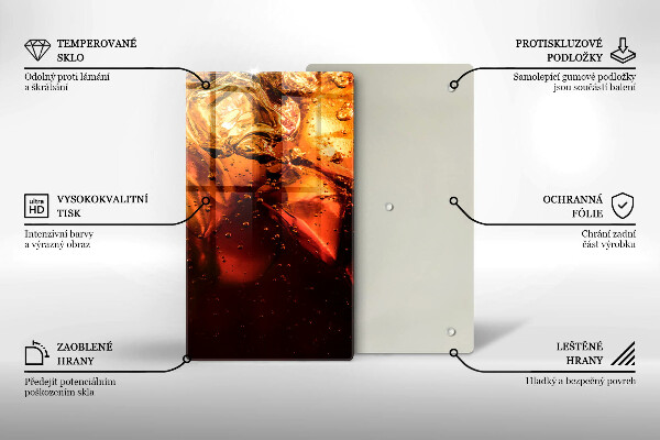 Chopping board glass Cola drink with ice