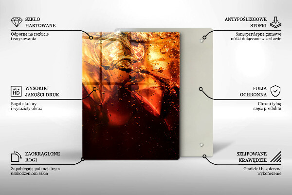 Chopping board glass Cola drink with ice