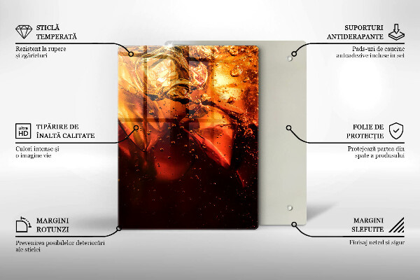 Chopping board glass Cola drink with ice