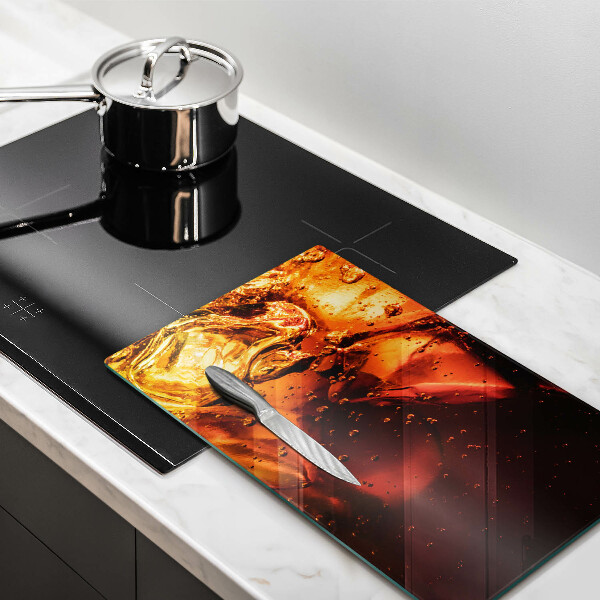 Chopping board glass Cola drink with ice