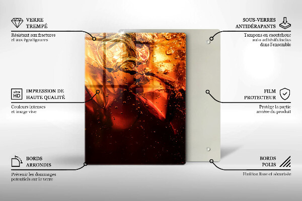 Chopping board glass Cola drink with ice