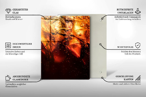Chopping board glass Cola drink with ice