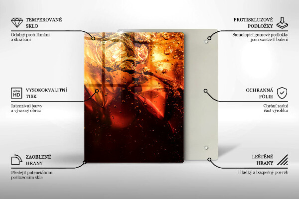 Chopping board glass Cola drink with ice