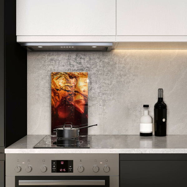 Chopping board glass Cola drink with ice