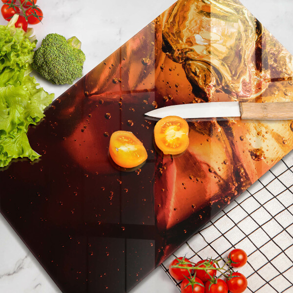 Chopping board glass Cola drink with ice