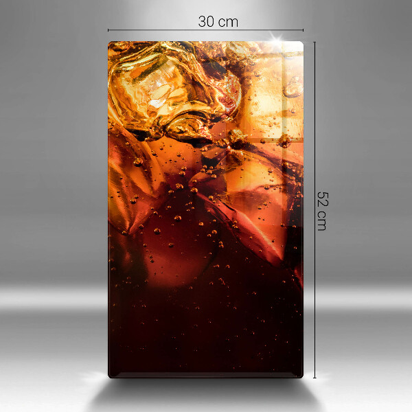 Chopping board glass Cola drink with ice