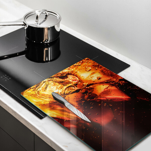 Chopping board glass Cola drink with ice