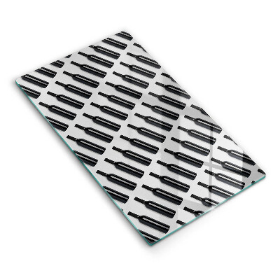 Chopping board glass Black bottles of wine
