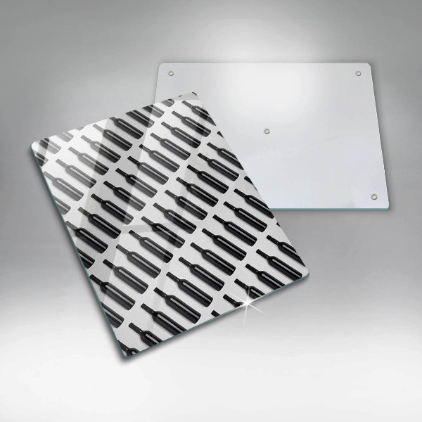 Chopping board glass Black bottles of wine