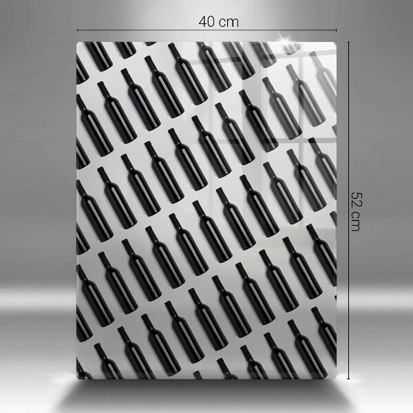 Chopping board glass Black bottles of wine