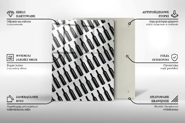 Chopping board glass Black bottles of wine