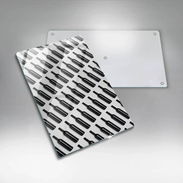 Chopping board glass Black bottles of wine