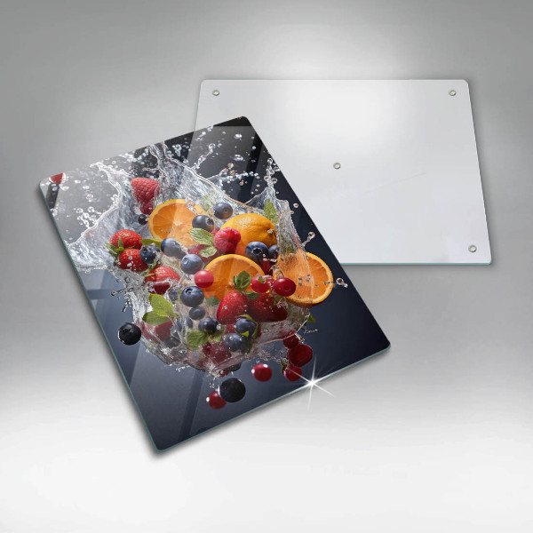 Chopping board glass Fruit in water